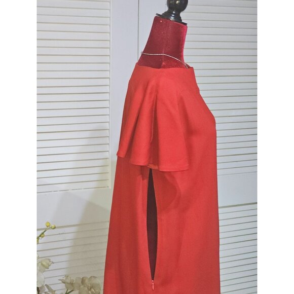 Love Moschino Women's Red Short Flutter Sleeve Relaxed Midi Dress Size 8 2790 - Picture 6 of 10